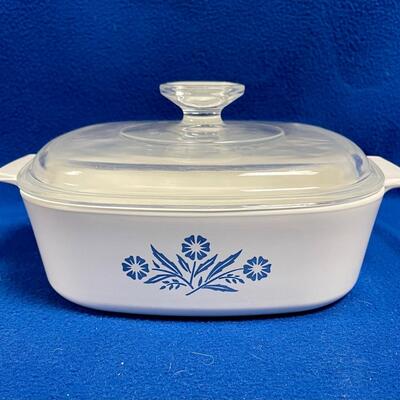 Retro Corn Flower Blue Corningware Square Casserole Dish with Lid 2 Quart