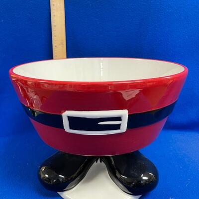 Christmas Holiday Seasonal Dish Bowl Santa Claus Pants