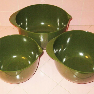 Lot 113 Melmac 3 Plastic Mixing Bowls Nesting Non Skid Avocado Green
