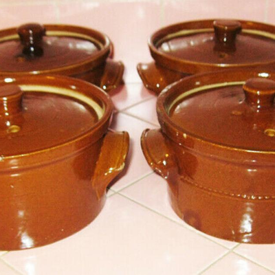Lot 115 Pearson Pottery Brown Ware 4 Individual Covered Casseroles England