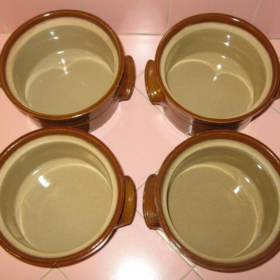 Lot 115 Pearson Pottery Brown Ware 4 Individual Covered Casseroles England