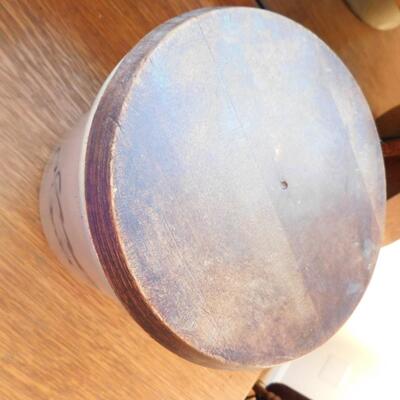 Antique Blue Glaze Stoneware 1.5 Gallon Crock With Wood Lid