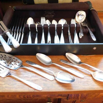 Antique Community Silverplate Flatware Set 124 pieces total With Mono