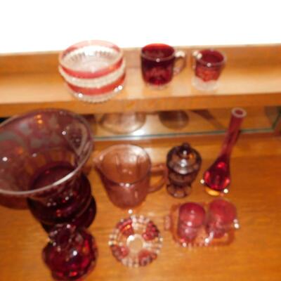 LARGE GLASSWARE LOT Ruby Cut Clear, Ruby Flash, Cranberry, Crystal Mary Gregory +++