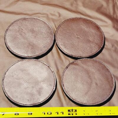SILVER TONED COWBOY COASTER & HOLDER