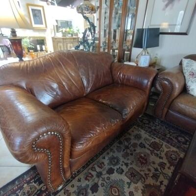 Italian leather love seat