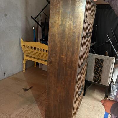 Big Slat wood Dresser with Iron handles