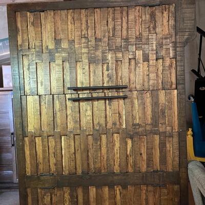 Big Slat wood Dresser with Iron handles