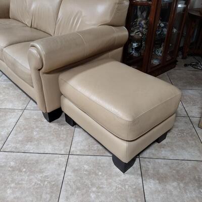 Leather sofa and ottoman