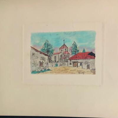 LOT:7G: Large Lot of Pen Sketches 2 Colored and the smaller one on Sketch Paper