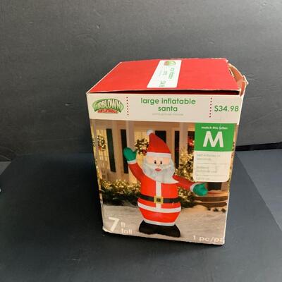 LOT:14G: 7â€™ Inflatable Santa and Pinecone Ornaments