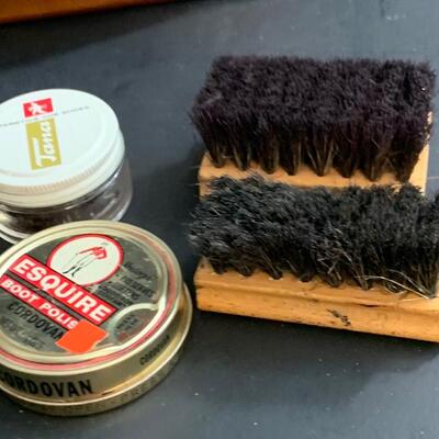 LOT:17G: Schick Shoe Shine Box with Brushes and Polish