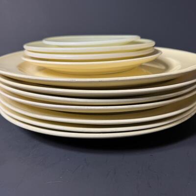 LOT 38J: Vintage Yellow Pastel Dishes - 7 LuRay Dinner Plates & More