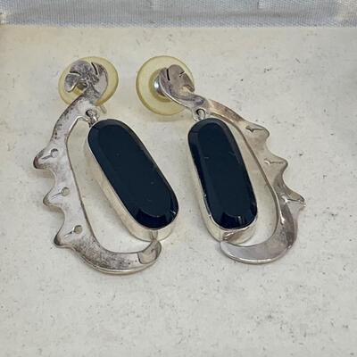 LOT  73R:  Marvella Black Onyx  Sterling Silver Necklace Earring & Bracelet Set