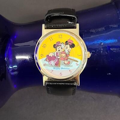 LOT 85: Minnie & Mickey Mouse Watch w/Leather Band