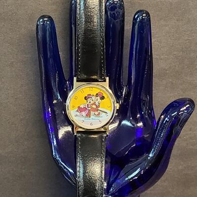 LOT 85: Minnie & Mickey Mouse Watch w/Leather Band