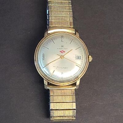 LOT 186: Hamilton RM Men's Watch, 10k Gold filled Bezel
