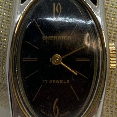 LOT:8: Sheraton 17 jewel Black Oval Face Enamel Watch