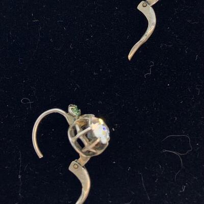 LOT:18: Vintage Cubic Zirconia Sterling Pierced Drop Earrings