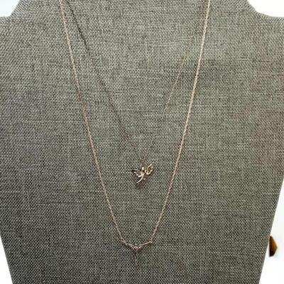 LOT:22: Two Sterling Silver 16” Chain with Angel Pendants