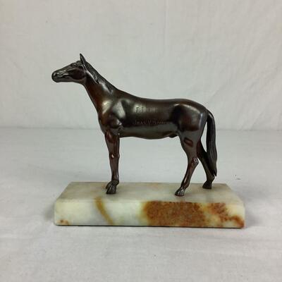 920  Bronze Horse Trophy on Marble