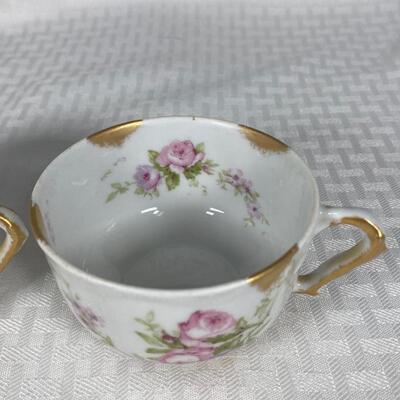 Vintage Theodore Haviland Limoges Pink Rose Flower Tea Coffee Cups