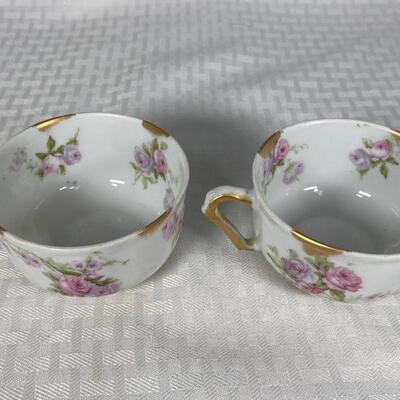 Vintage Theodore Haviland Limoges Pink Rose Flower Tea Coffee Cups