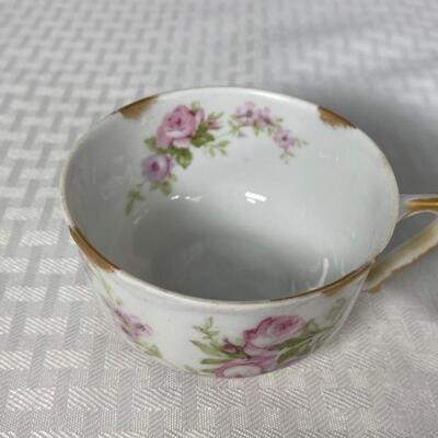 Vintage Theodore Haviland Limoges Pink Rose Flower Tea Coffee Cups