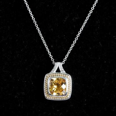 Sterling & 18K Citrine Pendant Necklace