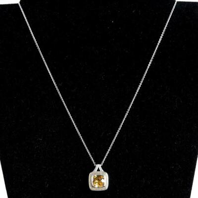 Sterling & 18K Citrine Pendant Necklace