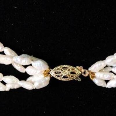 14K 5 Strand Baroque Pearl Necklace