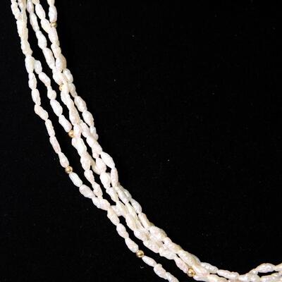 14K 5 Strand Baroque Pearl Necklace