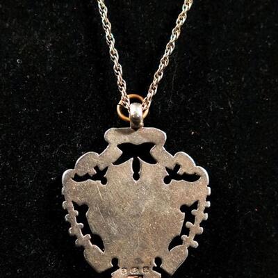 Sterling 1900's Crest Pendant Necklace