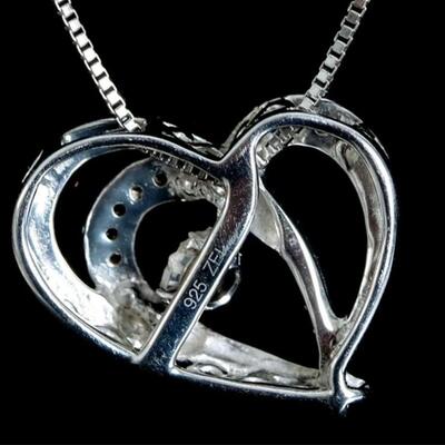 Sterling Silver Diamond Heart Pendant Necklace