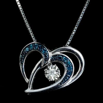 Sterling Silver Diamond Heart Pendant Necklace