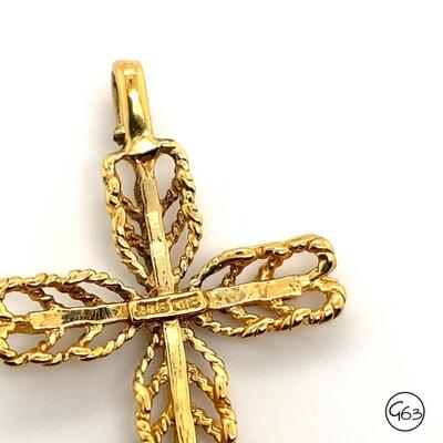 Gold Tone Sterling Cross Pendant