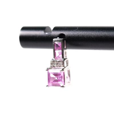 10K Pink Sapphire & Diamond Earrings