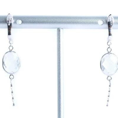 Pair, 18K WG & White Topaz Leverback Earrings