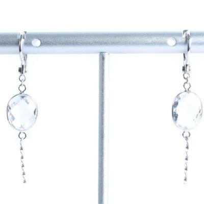 Pair, 18K WG & White Topaz Leverback Earrings