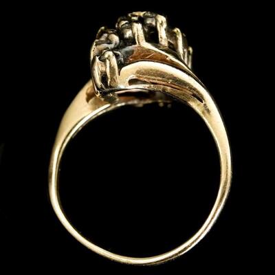 14k Yellow Gold Ring w/10 Diamonds Size 4