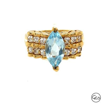 EDCO Gold Tone Sterling Topaz Ring, Size 7.5