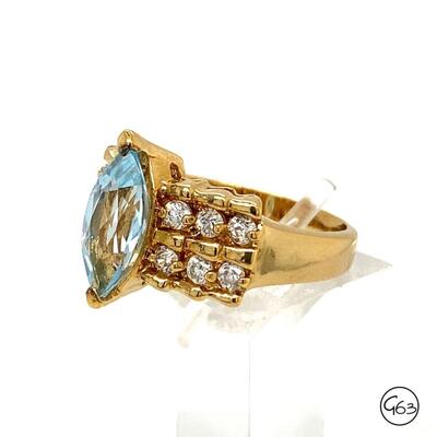 EDCO Gold Tone Sterling Topaz Ring, Size 7.5