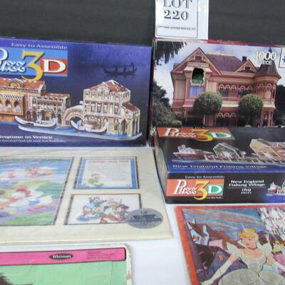Lot of Puzzles, Older to Newer, 3-D and Flat, And Disney Picture to Frame