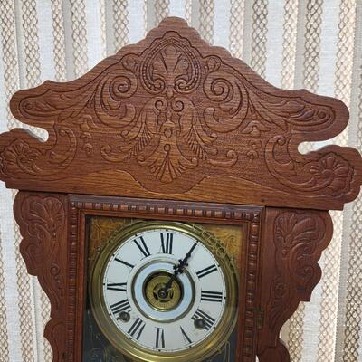 TURN OF THE CENTURY WOOD MANTLE CLOCK