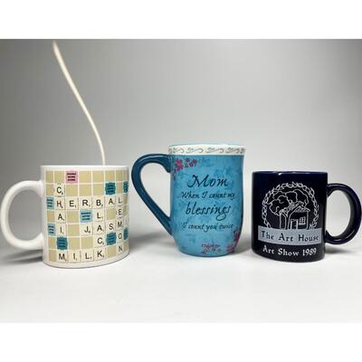 Lot of Various Ceramic Coffee Tea Mugs Scrabble, Mother's Day, & More