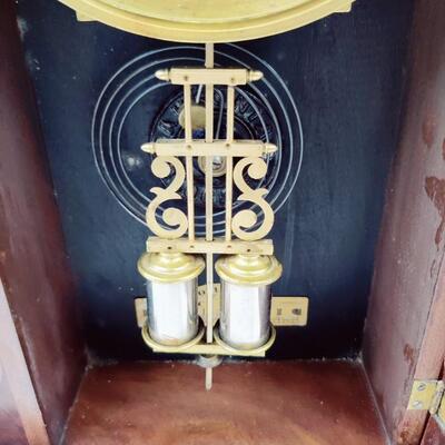 ANSONIA CLOCK ORNATE PEACOCK W/ KEY