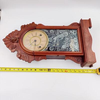 ANSONIA CLOCK ORNATE PEACOCK W/ KEY