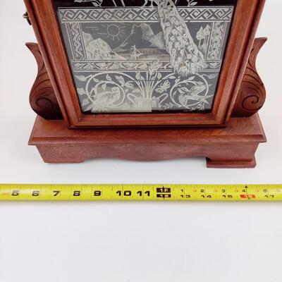 ANSONIA CLOCK ORNATE PEACOCK W/ KEY