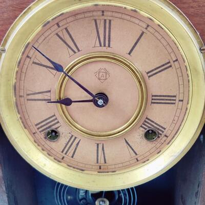 ANSONIA CLOCK ORNATE PEACOCK W/ KEY