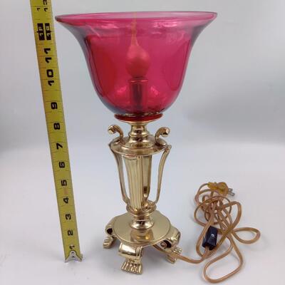 BRASS LAMP WITH COLOR GLASS